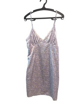 Divided H&M Floral Slip Satin Dress Lavender Lace Trim S Cottagecore Fairycore